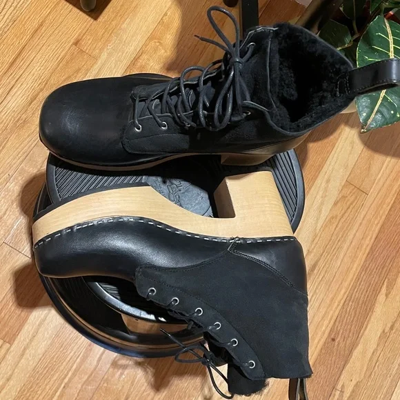 Swedish Hasbeens "Hippie Lace Up" Black Size 41 - Picture 2 of 8